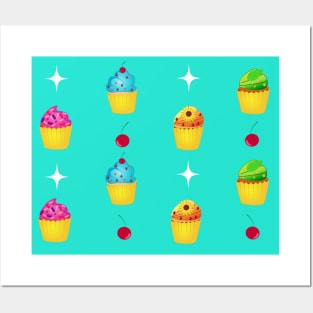 Cupcakes and Cherries Pattern Posters and Art